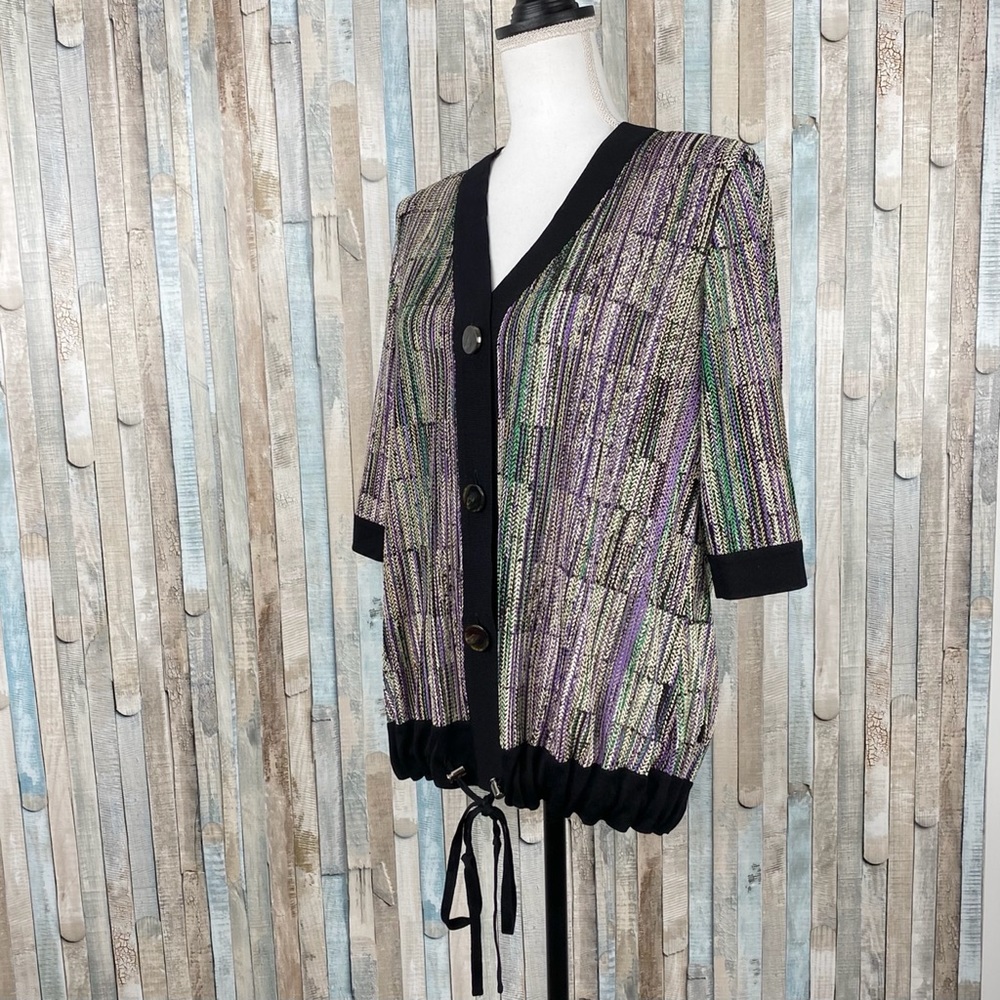 Exclusively Misook M Button Knit Cardigan Sweater